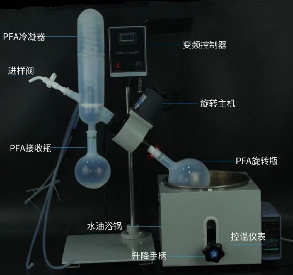 無(wú)硅塑料耐高溫耐酸堿PFA旋轉蒸發(fā)儀配套四氟茄形瓶